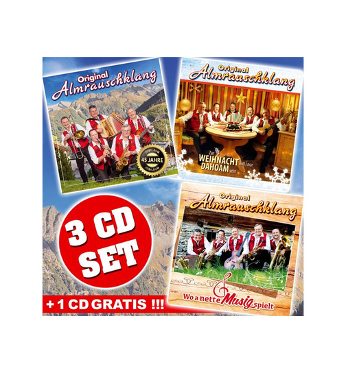 Original Almrauschklang - Wo a nette Musig spielt + 45 Jahre + Zur Weihnacht will i nur dahoam sein (3 CDs + 1 CD Gratis)